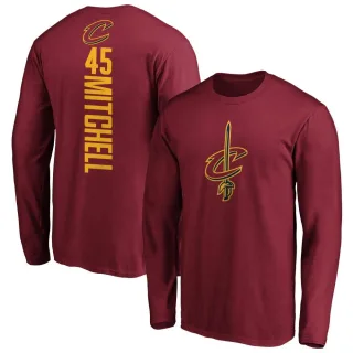 Men's Cleveland Cavaliers Donovan Mitchell Maroon Backer Long Sleeve T-Shirt