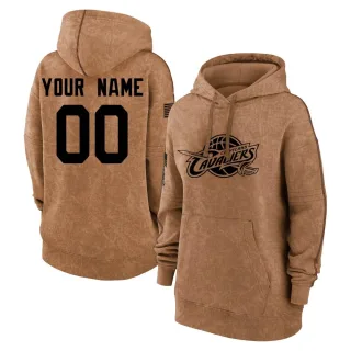 Women's Cleveland Cavaliers Custom Brown 2023 Salute to Service Pullover Hoodie